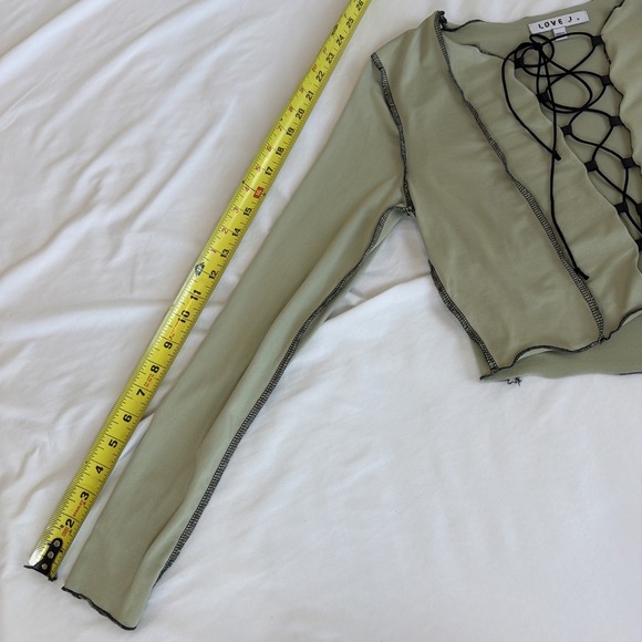 Love J Women's Lace Up Crop Top Beige Size Medium Grunge Goth‎ - Picture 6 of 7